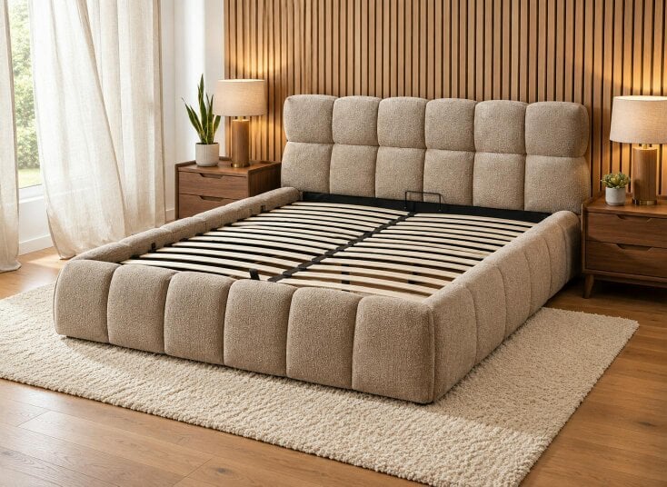 Outdoor Living The Maya Upholstered Soft Plush Ottoman Bed Frame