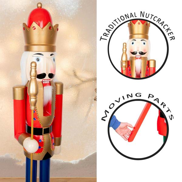 150cm Wooden Christmas Nutcracker Soldier Ornament, Hand-Painted Wood Festive Decoration image 4