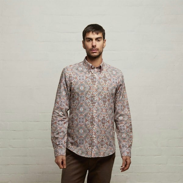 Gabicci V53GW02 Mens Noah Woven Print Shirt Gabicci Vintage - CREAM