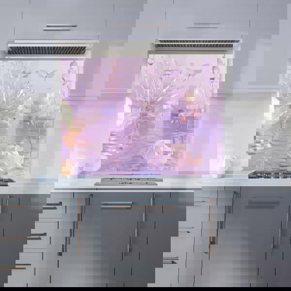 Warren Reed - Designer Mystical Waterlilies in Purple Twilight Kitchen Splashback