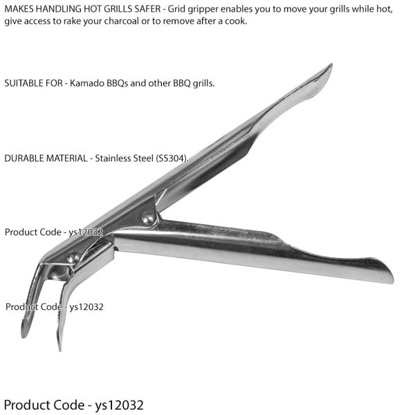 Stainless Steel BBQ Grill Grate Gripper Tool Safely Move Hot Grids When Cooking - LoopsDirect