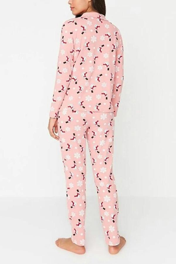 WOVCOR 2-Piece 100% Cotton Winter Themed Knit Pajama Set