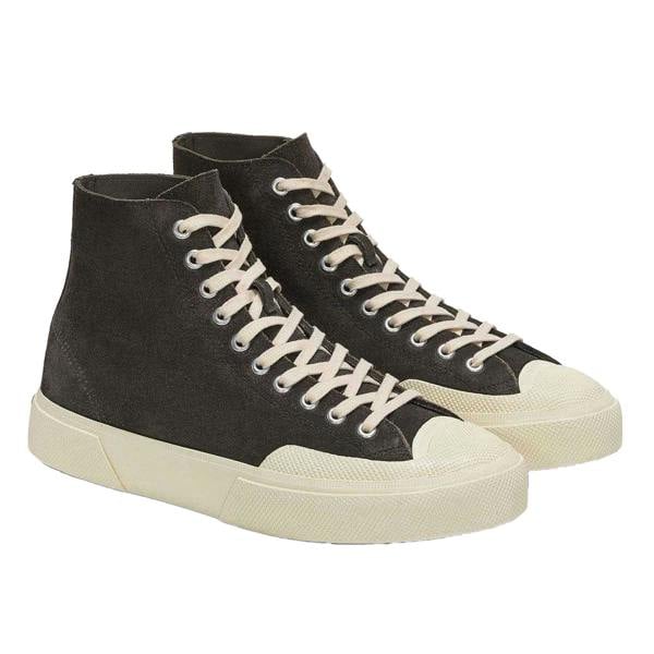 Superga Mens 2433 Works Flesh Out Suede High Top Trainers - Volcano Grey/Off White - 