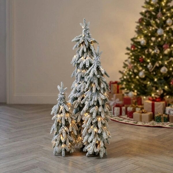Garden Greatness 4ft Heritage Fir Artificial Snowy Christmas Trees Set of 3