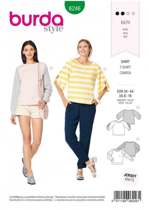 Burda Sewing Pattern 6246 Tops For Women, Sizes 8-18 - Easy