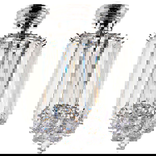 Flush Ceiling Mount Light Chrome & Acrylic 2x Lamp Bulb Classic Hanging Fitting Loops