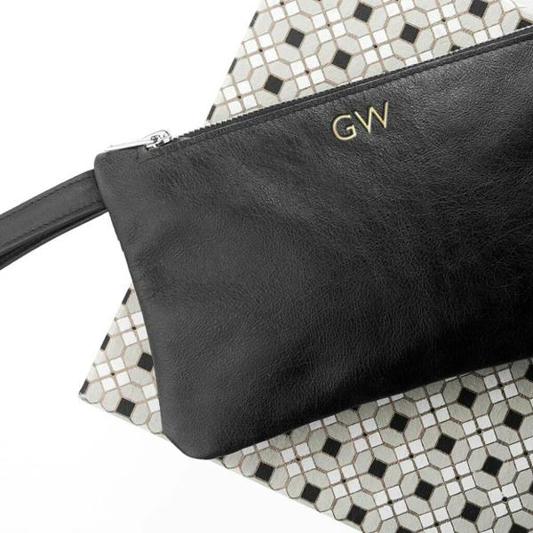 Monogrammed Leather Clutch Bag - product in use