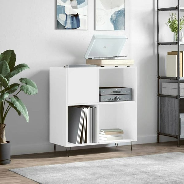 Berkfield Record Cabinet High Gloss White 84.5x38x89 cm Engineered Wood