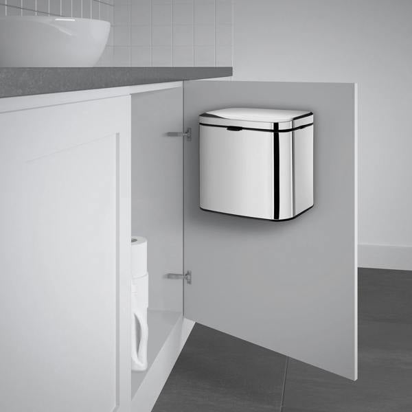 Smedbo Polished Stainless Steel 3L Wall Mounted Bathroom Bin with Easy Clean Inner Liner