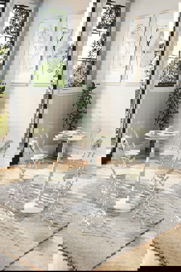 Living and Home 5pcs Round Table and 4 Chairs Set Bistro Coffee Table Dining Set Furniture