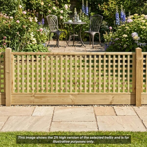 Premier Garden Supplies Urban Square Fence Panel Topper 6ft x 1-3ft Garden Trellis, Chunky Decorative Garden Lattice, Treated - Wood - 3, 4 or 5 - 5 Pack Height: 1.5ft x Width: 6ft (182.8cm) x 5 Pack