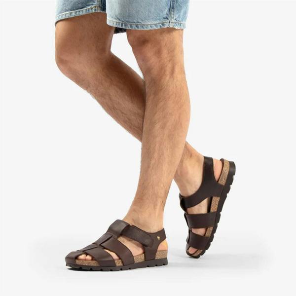 Panama Jack Men's Waterproof Bark Brown Leather Sandals - Stanley C1