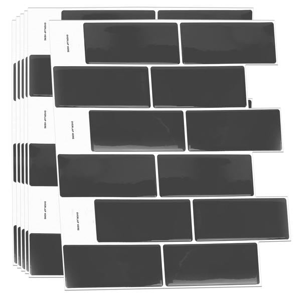 Elegant Dark Grey Glossy 3D Sticker Tile 30.5 x 30.5cm - 6 pcs
