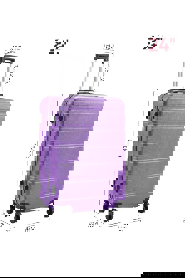 Living and Home Lightweight Hardside Travel Suitcase with Spinner Wheels, 24" Purple