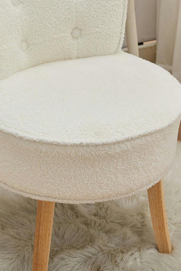 Living and Home Teddy Fleece Upholstered Vanity Stool