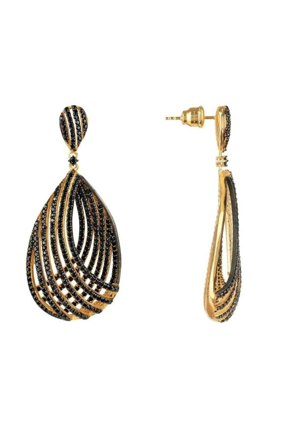 Vortex Teardrop Earring Black Cz - LATELITA Earrings