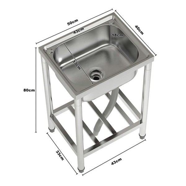 Stainless Steel One Compartment Commercial Kitchen Sink with Left Drainboard Kitchen Sinks Living and Home