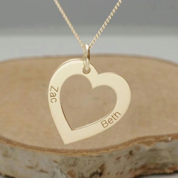 Christopher James of London 9ct Yellow Gold Personalised Heart Pendant With Optional Chain