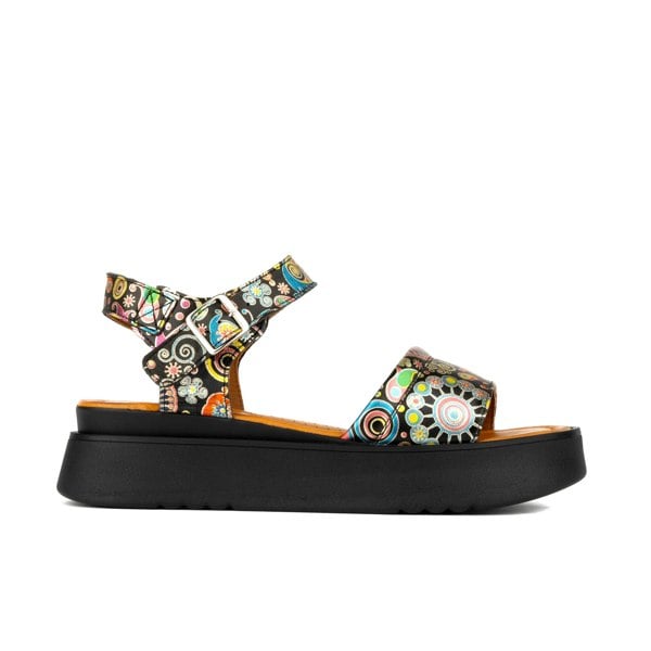 Embassy London AMALFI NAVY PINK - Women's 1.3 inch flatform colourful strappy leather sandal