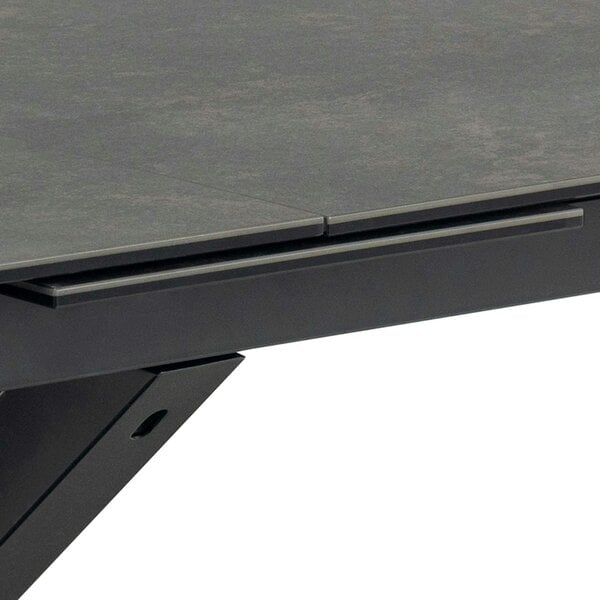 Wyld Haus Perth 200cm Black Ceramic Extendable Dining Table Industrial Black Metal Legs