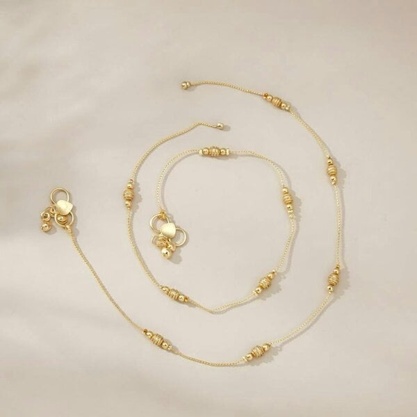 The Colourful Aura Golden Brass Thread Minimalist Boho Thin Slim Foot Payal Anklet