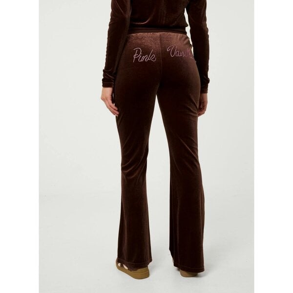Pink Vanilla Rhinestone Velour Tie Front Flared Joggers