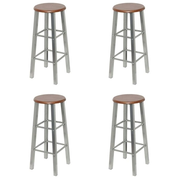 Berkfield Bar Stools 4 pcs Silver and Brown MDF
