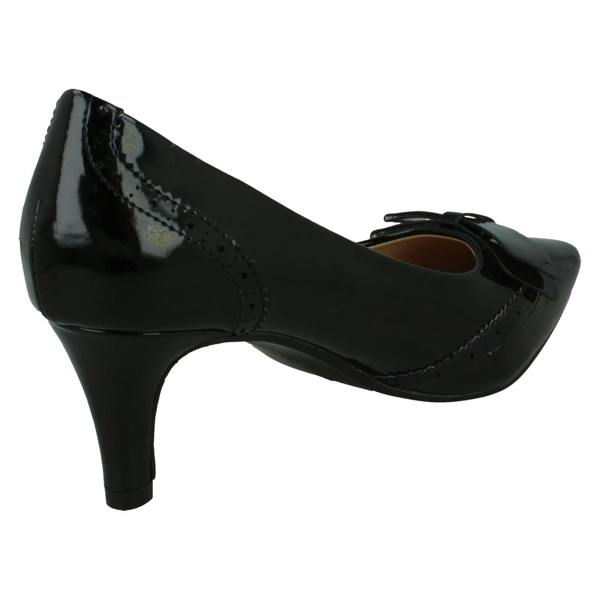 Spot On Ladies Spot On Mid Heel Court Shoes with Bow Trim F90128