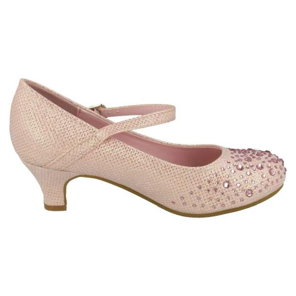 Spot On Girls Junior Spot On Sparkly Kitten Heel Party Shoes