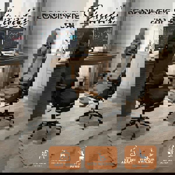 Levede Ergonomic Office Chair Reclining Executive Chair Spring Seat Adjustable Armrest