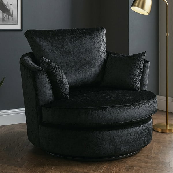 Furnishings For Less Crystal Crushed Velvet Swivel Chair