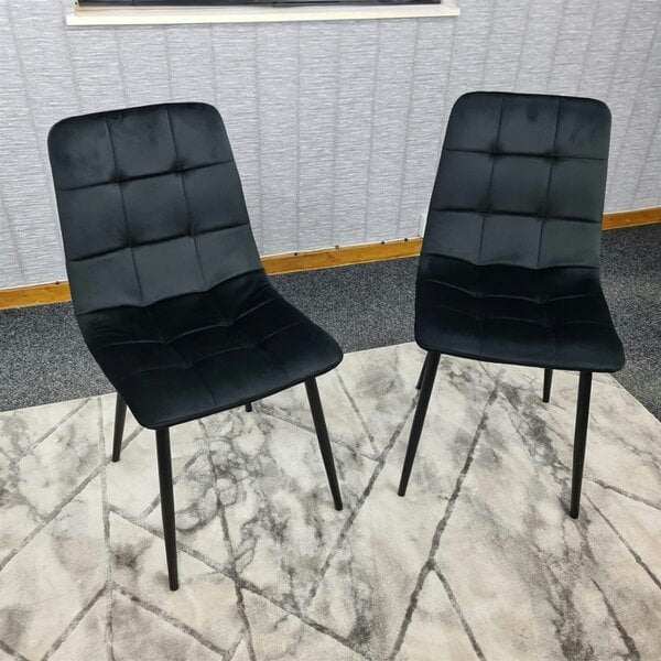 Kosy Koala Dining Chairs Set of 2 Black Velvet Kitchen Chairs