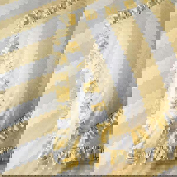 Wylder Birdie Ruffles Striped Pillowcase - Butter Yellow/White