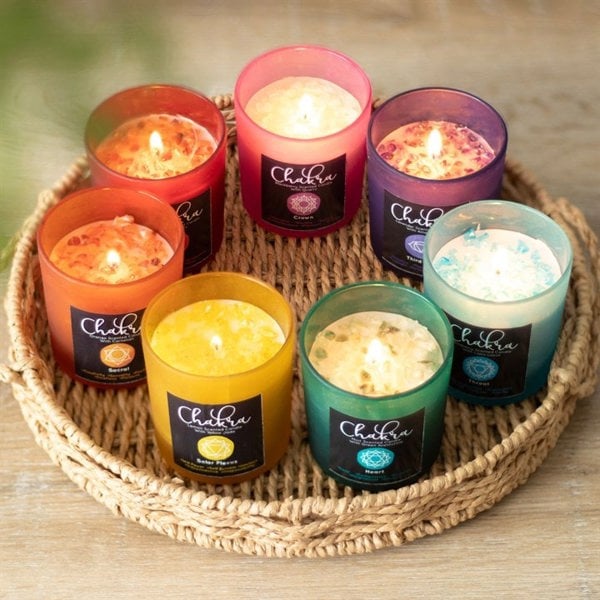 Serano Solar Plexus Chakra Lemon Crystal Chip Candle