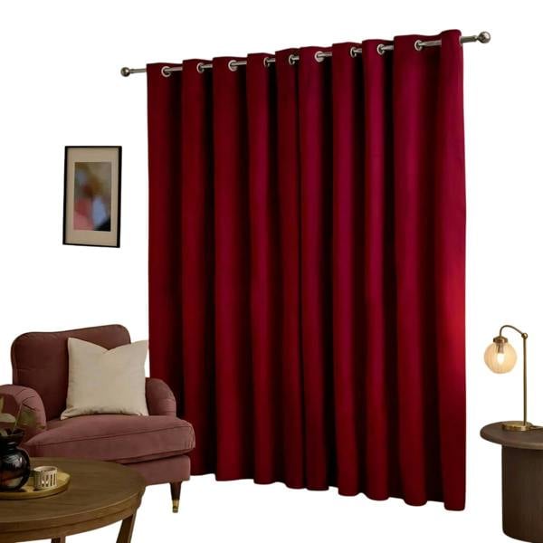 Furn Ultimate Velvet Blackout Curtains - Burgundy - 