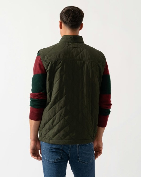 GANT Mens Quilted Windcheater Vest - 368 Dark Moss Green