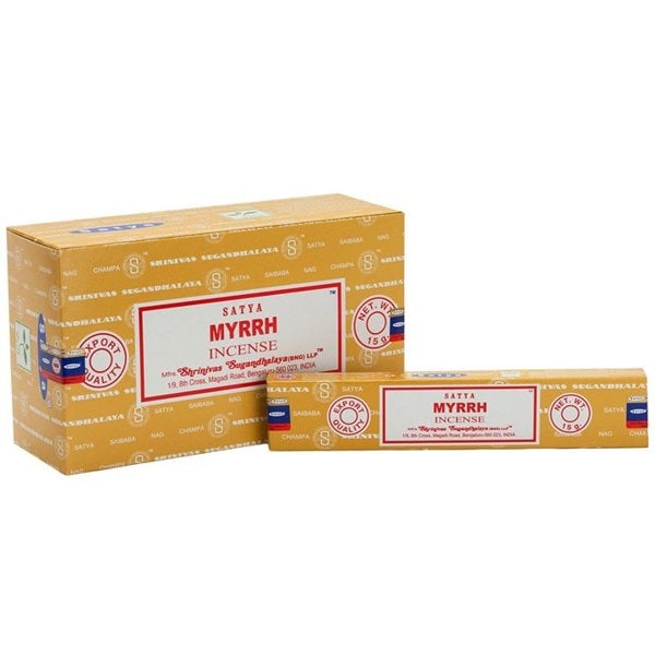 Serano Set of 12 Packets of Myrrh Incense Sticks by Satya