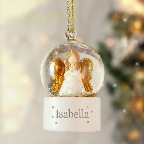 Personalised Memento Company Personalised Name Only Angel Glitter Snow Globe Tree Decoration