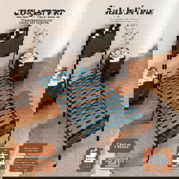 Levede Heavy Duty Single Bed Frame Metal Platform with Storage Headboard 3FT