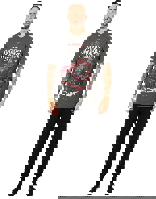 Harry Potter Mens Grey Hogwarts Express Short Sleeve Long Leg Pyjama Set