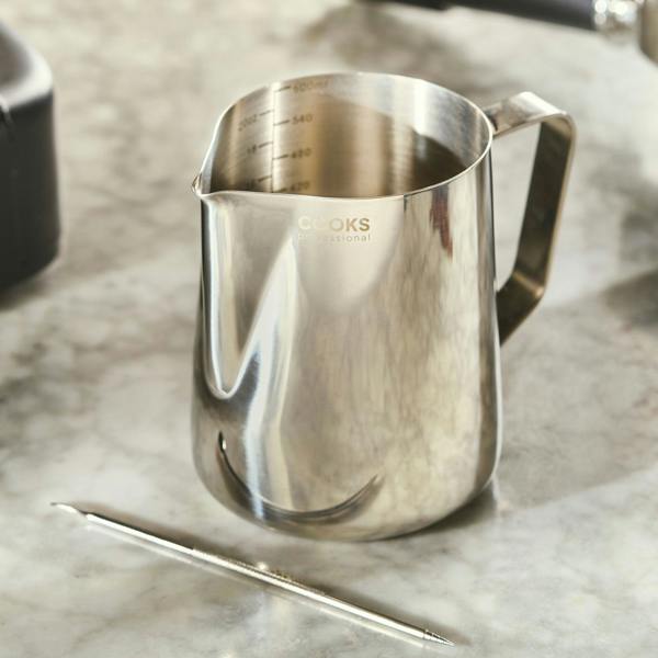 Cooks Professional Stainless Steel 600ml Milk Steaming Jug | Latte Art Pen Included