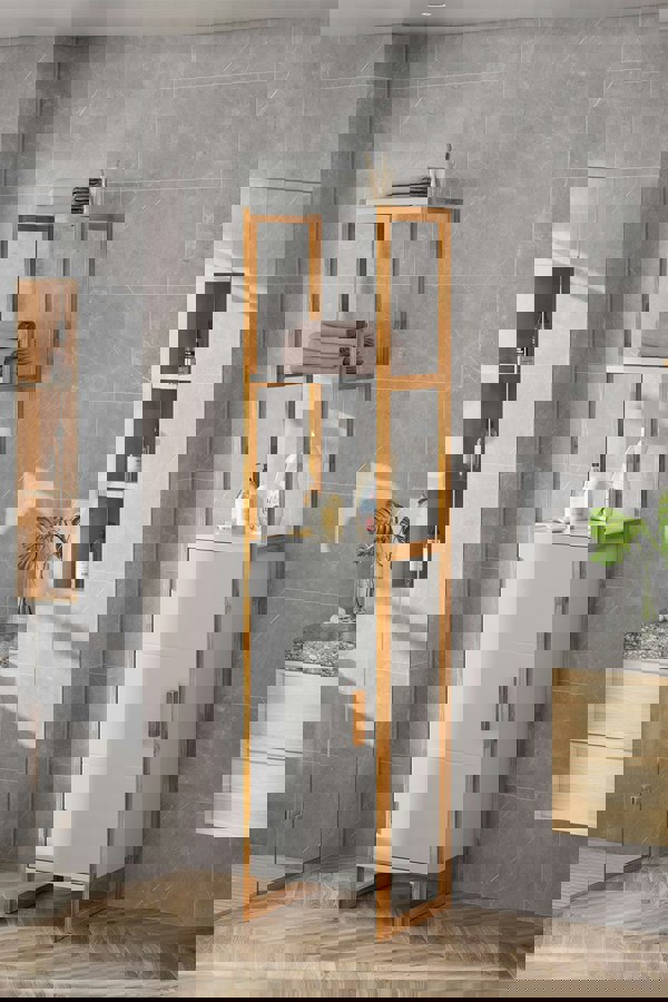 Living and Home 4-Tier Single-door Tall Bathroom Storage Cabinet