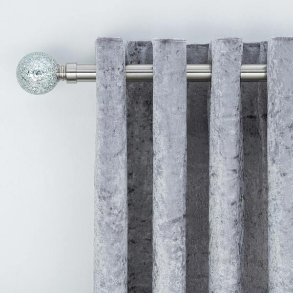 A.Unique Home Crackle Ball Extendable Curtain Pole (25/28mm) (Brushed Steel,180cm-340cm)