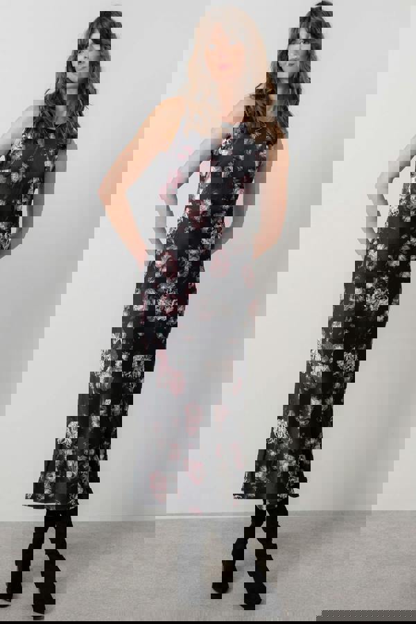 Lily & Me Florence Sleeveless Satin Midi Dress Black