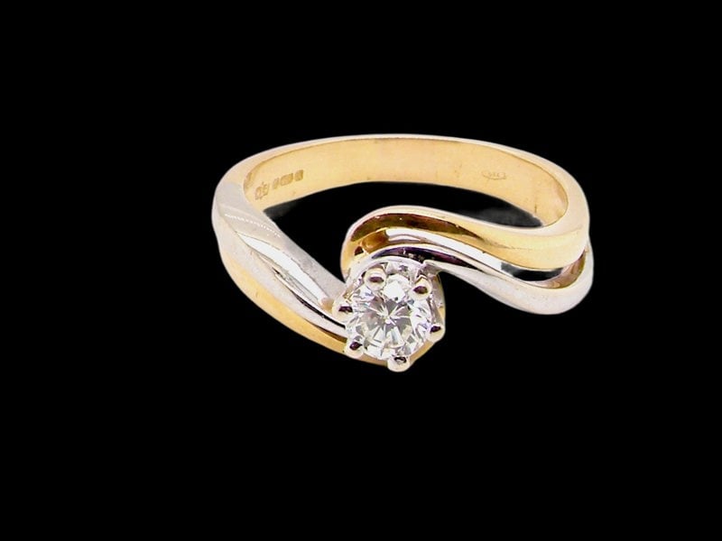 Vintage Tom A solitaire two colour gold diamond ring