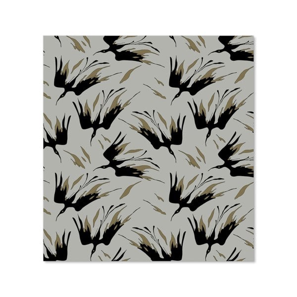 Warren Reed - Designer Black And Gold Fire Bird Silhouettes Kitchen Splashback