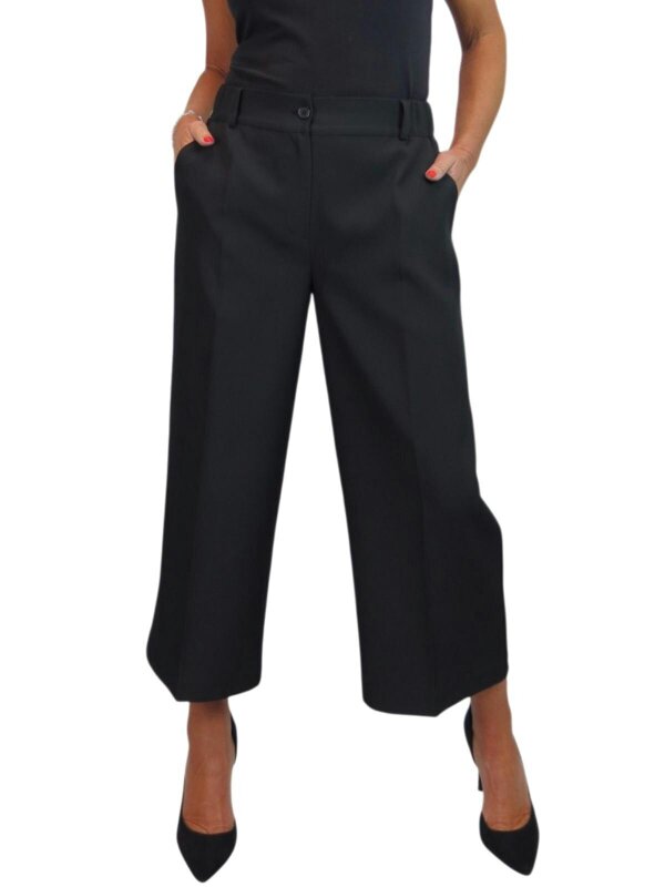Paulo Due Womens Wide Leg Cropped Tailored Trousers