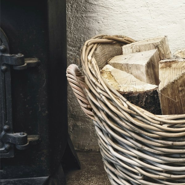 Ivyline Wicker Log Basket Oval Lined