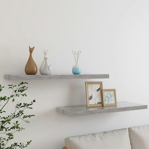 Berkfield Floating Wall Shelves 2 pcs Concrete Grey 80x23.5x3.8 cm MDF