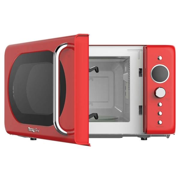 Total Chef Retro Microwave Oven 20L 700W Red Countertop Microwave with Timer, Defrost & 5 Power Levels